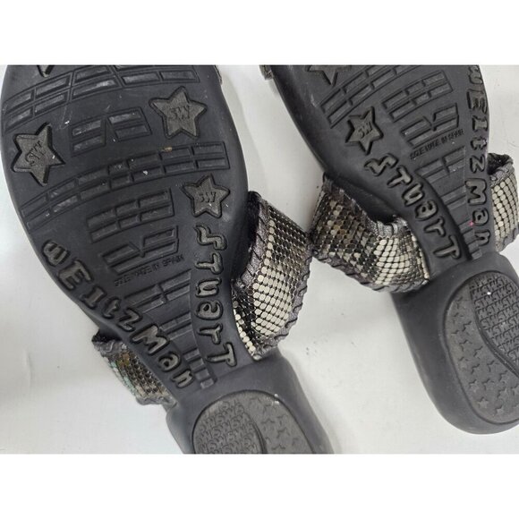 Stuart Weitzman Gunmetal Black Leather Crystal Sandals - Picture 4 of 9